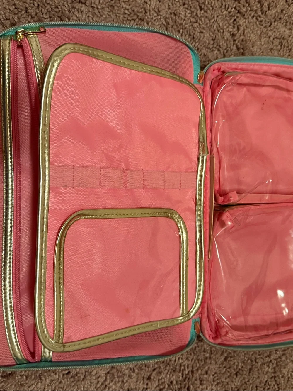 Paisley Make-Up Tote in Teal, Pink, Blue and Gold